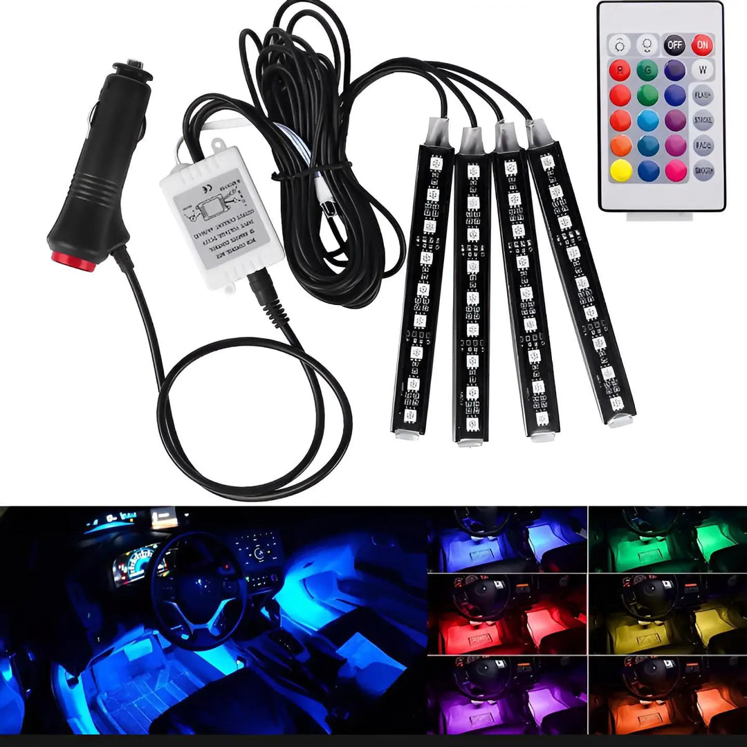 "36 LED RGB Interior Light Strip with Remote for Bike, Car, Jeep – Multicolor Mood Lighting (Box Packing)" Gadget Xpres