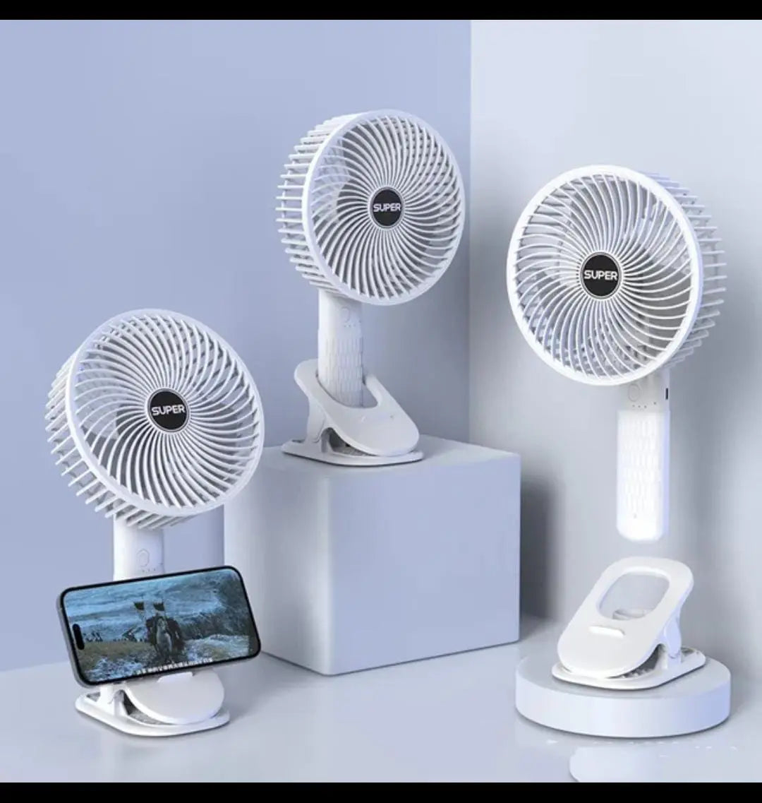 Portable 3-Speed Rechargeable Clip Fan – USB Desk Fan with Strong Airflow, 360° Rotation, Quiet Cooling for Home, Office, Stroller, Outdoor – Sturdy Clamp Gadget Xpres