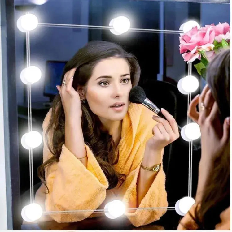 Vanity Mirror LED Fill Light – 10 Bulbs, 3 Color Dimmable, USB-Powered – Adjustable Brightness for Makeup, Dressing Room (Gadget Xpres) Gadget Xpres