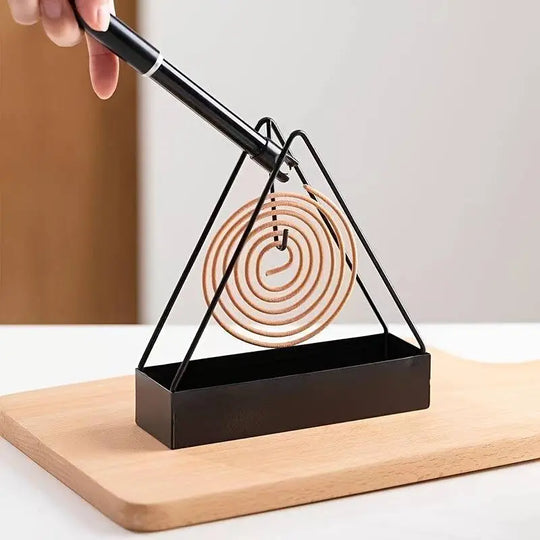 1 Pcs Simple Triangle-shaped Iron Mosquito Coil Holder Creative Hanging Or Standing Incense Burner Only Black Gadget Xpres
