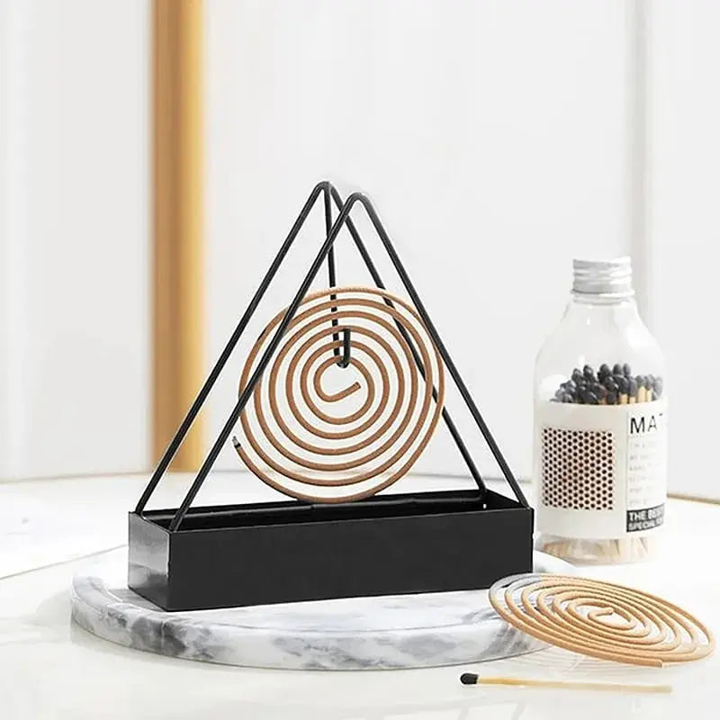 1 Pcs Simple Triangle-shaped Iron Mosquito Coil Holder Creative Hanging Or Standing Incense Burner Only Black Gadget Xpres