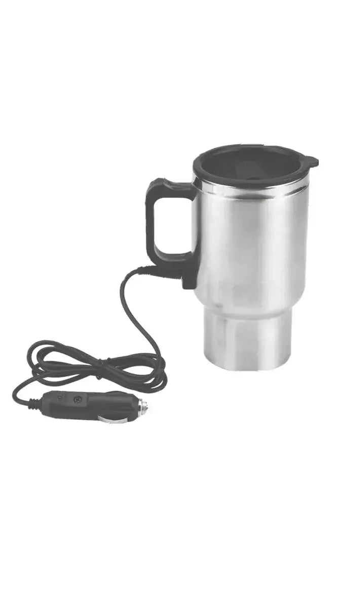 "12V 450ml Heated Travel Mug – Electric Car Coffee/Tea/Soup Cup – USB & Car Charger – Portable Warmer for Travel & Office – Best Gift (Gadget Xpres)" Gadget Xpres