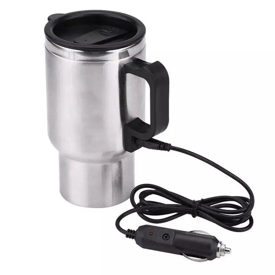 "12V 450ml Heated Travel Mug – Electric Car Coffee/Tea/Soup Cup – USB & Car Charger – Portable Warmer for Travel & Office – Best Gift (Gadget Xpres)" Gadget Xpres