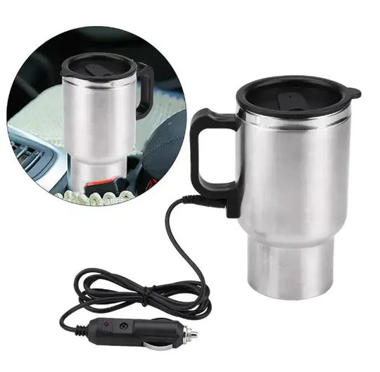 "12V 450ml Heated Travel Mug – Electric Car Coffee/Tea/Soup Cup – USB & Car Charger – Portable Warmer for Travel & Office – Best Gift (Gadget Xpres)" Gadget Xpres