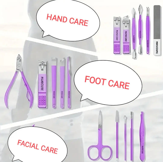 16 PCS Professional Manicure Pedicure Set – Premium Stainless Steel Nail Care Kit with Leather Case Gadget Xpres
