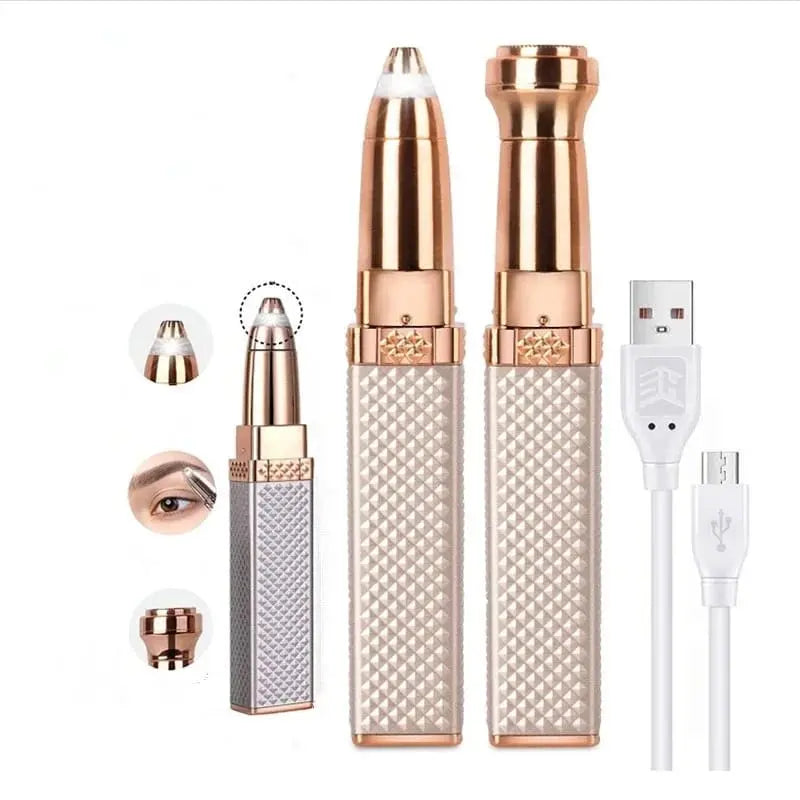 2-in-1 Flawless Facial Hair Remover | Electric Epilator & Shaver for Women | Painless Bikini, Body, Eyebrow Trimmer | USB Rechargeable | Portable (Random Color) Gadget Xpres