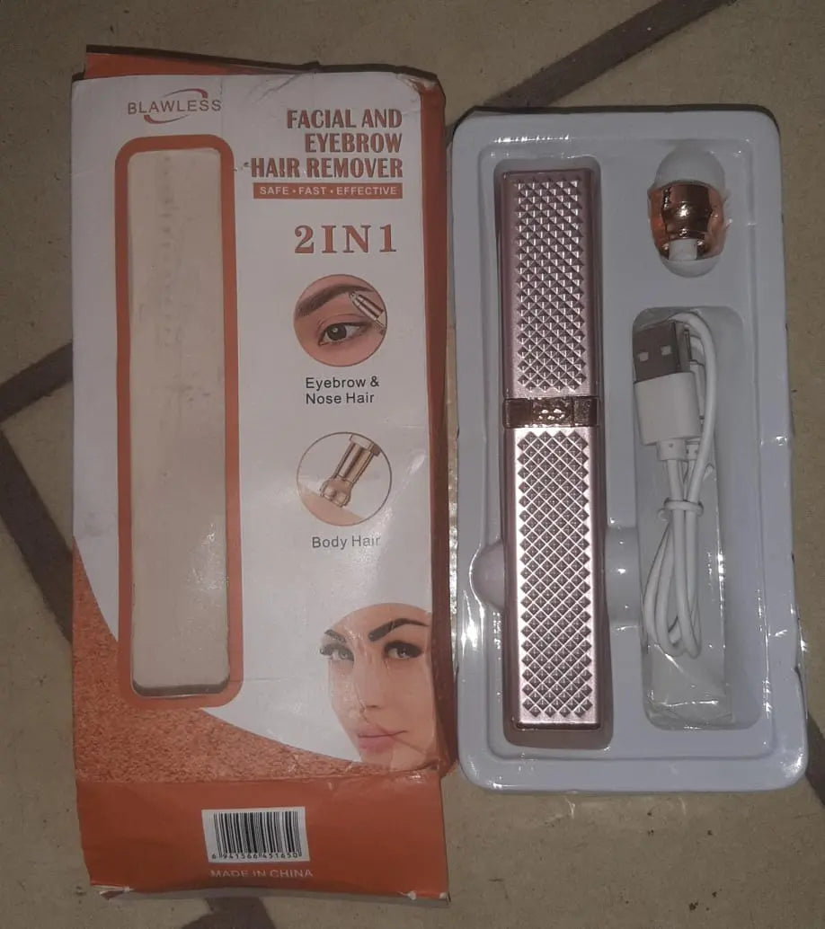 2-in-1 Flawless Facial Hair Remover | Electric Epilator & Shaver for Women | Painless Bikini, Body, Eyebrow Trimmer | USB Rechargeable | Portable (Random Color) Gadget Xpres