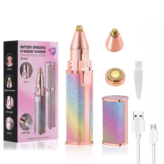 2-in-1 Hair Remover for Women & Men – Rechargeable USB Epilator with Multi-Color Options & Cleaning Brush – Painless & Portable – Best for Face & Body Gadget Xpres