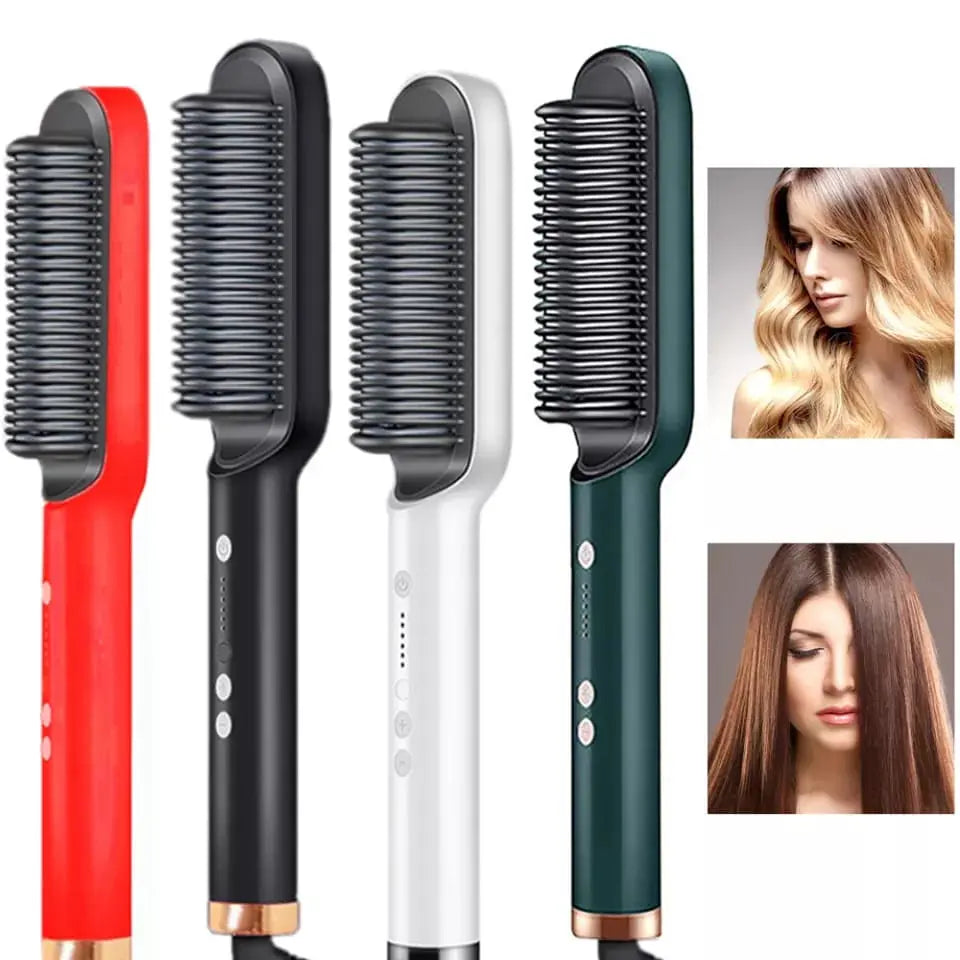 2-in-1 Hair Straightener & Curling Brush | Professional Styling Iron Comb for Women | Fast Heating, Anti-Scald (Random Color) Gadget Xpres