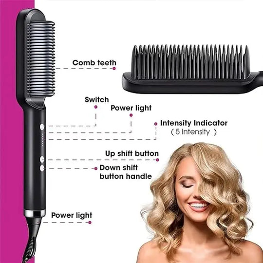 2-in-1 Hair Straightening Comb & Curling Brush – Fast Heating, Anti-Damage, Dual-Purpose Styling Tool for Women – Random Colors – Professional Salon Results at Home Gadget Xpres