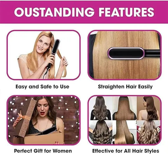 2-in-1 Hair Straightening Comb & Curling Brush – Fast Heating, Anti-Damage, Dual-Purpose Styling Tool for Women – Random Colors – Professional Salon Results at Home Gadget Xpres