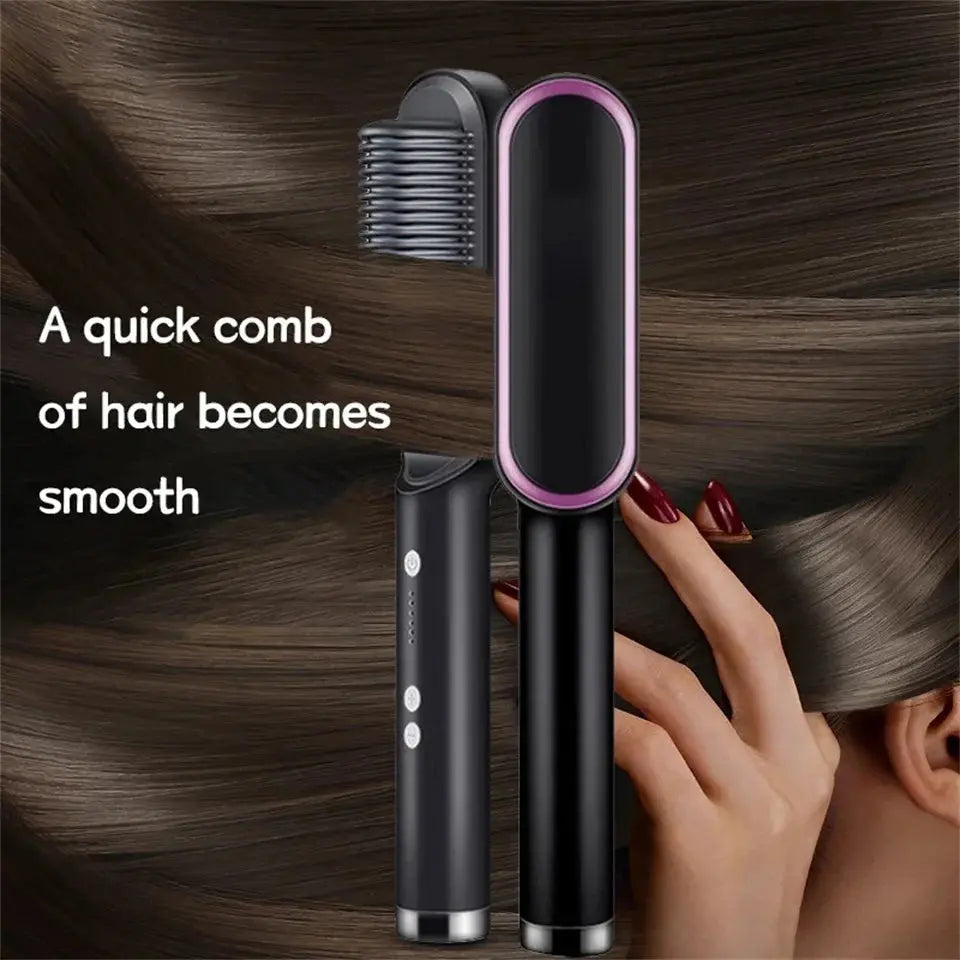 2-in-1 Hair Straightening Comb & Curling Brush – Fast Heating, Anti-Damage, Dual-Purpose Styling Tool for Women – Random Colors – Professional Salon Results at Home Gadget Xpres