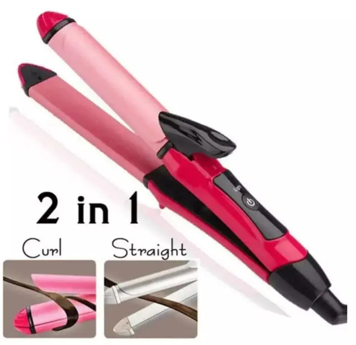2-in-1 Nova Hair Straightener & Curler – Ceramic Plates, Fast Heating, Dual Styler for Straight & Curly Hair – Lightweight, Travel-Friendly (NH-2009)" Gadget Xpres