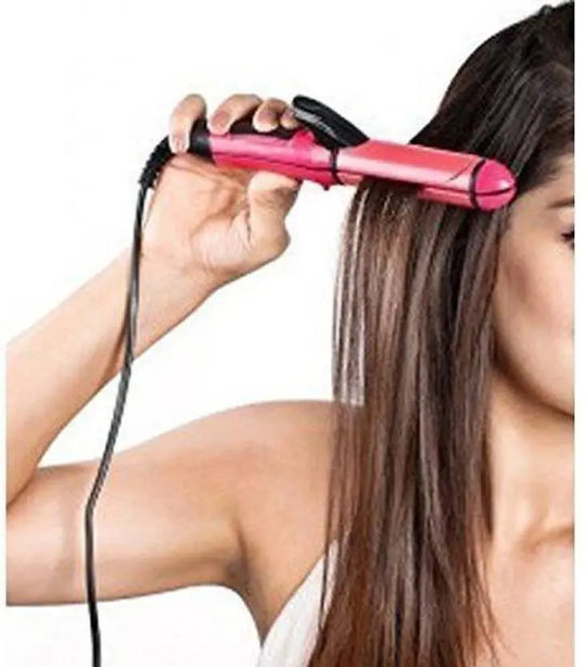 2-in-1 Nova Hair Straightener & Curler – Ceramic Plates, Fast Heating, Dual Styler for Straight & Curly Hair – Lightweight, Travel-Friendly (NH-2009)" Gadget Xpres