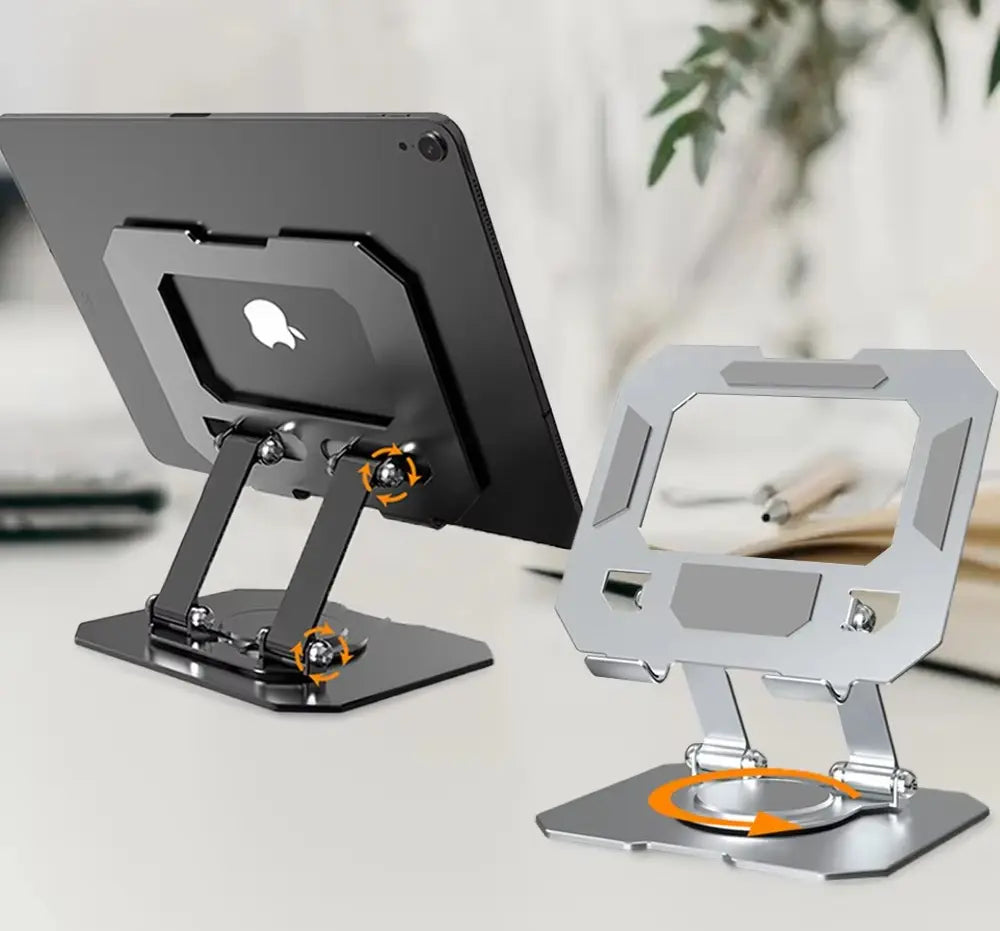 360° Rotating Metal Tablet &amp; Mobile - Adjustable, Foldable, and Portable Desk Mount with Cooling Design for Phones, Tablets, and Small Devices, Device Cooling Stand | Stainless Steel Stand, Tablet Holder Stand - Random Color Gadget Xpres