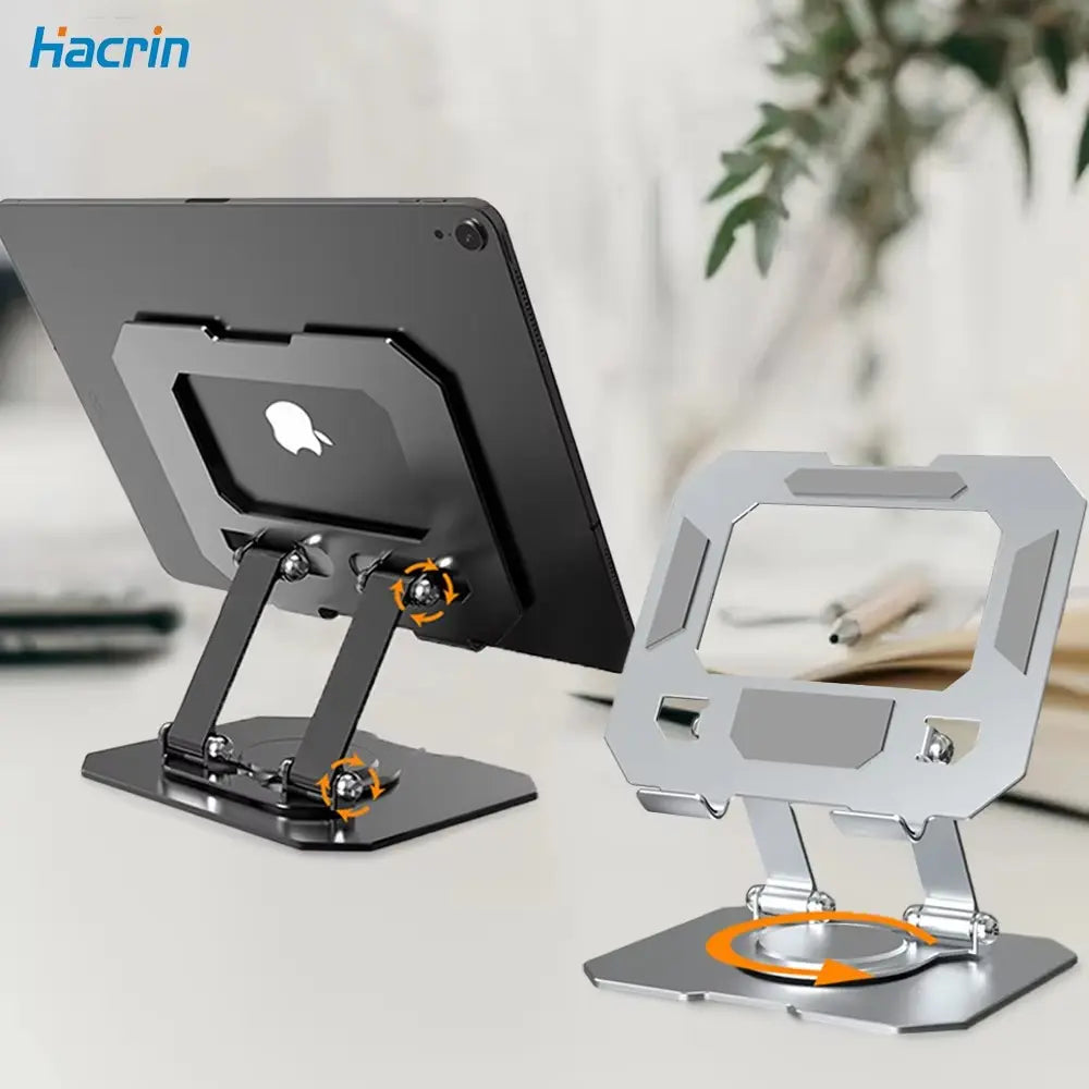 360° Rotating Metal Tablet &amp; Mobile - Adjustable, Foldable, and Portable Desk Mount with Cooling Design for Phones, Tablets, and Small Devices, Device Cooling Stand | Stainless Steel Stand, Tablet Holder Stand - Random Color Gadget Xpres
