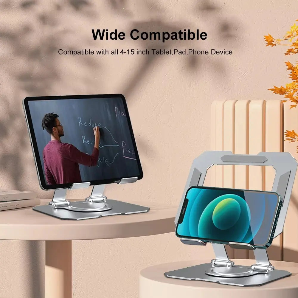 360° Rotating Metal Tablet &amp; Mobile - Adjustable, Foldable, and Portable Desk Mount with Cooling Design for Phones, Tablets, and Small Devices, Device Cooling Stand | Stainless Steel Stand, Tablet Holder Stand - Random Color Gadget Xpres