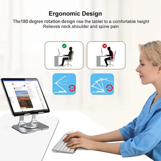 360° Rotating Metal Tablet &amp; Mobile - Adjustable, Foldable, and Portable Desk Mount with Cooling Design for Phones, Tablets, and Small Devices, Device Cooling Stand | Stainless Steel Stand, Tablet Holder Stand - Random Color Gadget Xpres