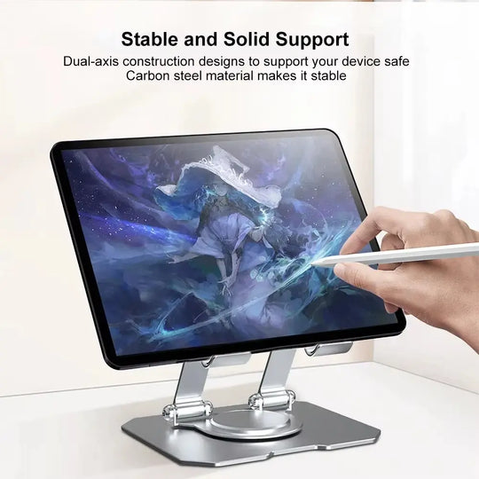 360° Rotating Metal Tablet &amp; Mobile - Adjustable, Foldable, and Portable Desk Mount with Cooling Design for Phones, Tablets, and Small Devices, Device Cooling Stand | Stainless Steel Stand, Tablet Holder Stand - Random Color Gadget Xpres