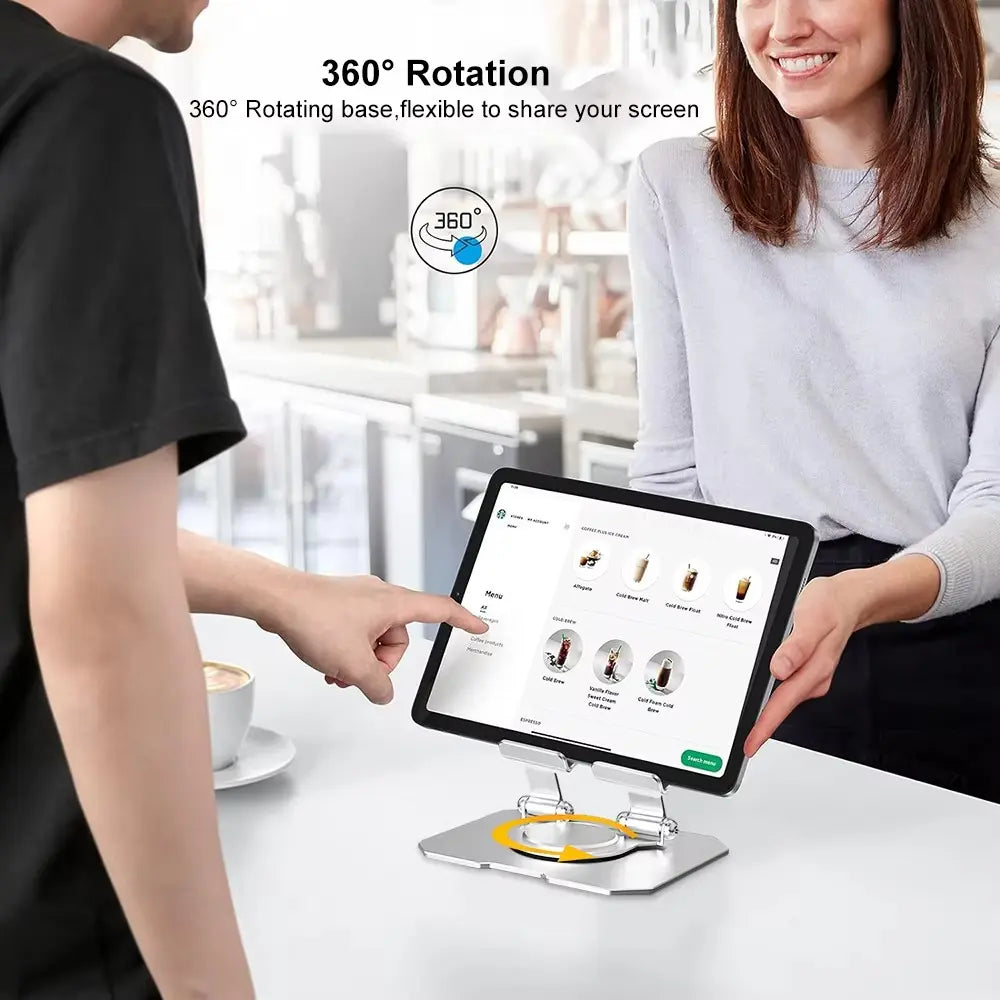 360° Rotating Metal Tablet &amp; Mobile - Adjustable, Foldable, and Portable Desk Mount with Cooling Design for Phones, Tablets, and Small Devices, Device Cooling Stand | Stainless Steel Stand, Tablet Holder Stand - Random Color Gadget Xpres