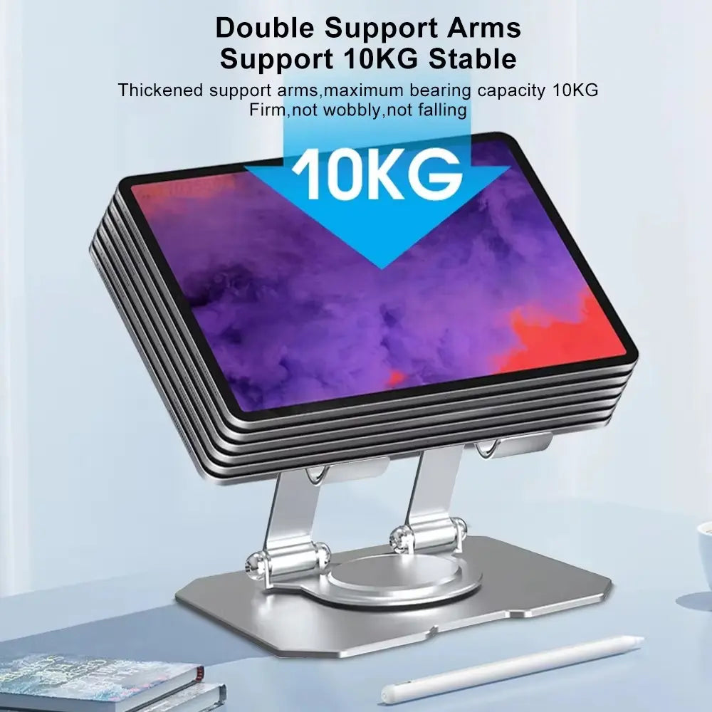 360° Rotating Metal Tablet &amp; Mobile - Adjustable, Foldable, and Portable Desk Mount with Cooling Design for Phones, Tablets, and Small Devices, Device Cooling Stand | Stainless Steel Stand, Tablet Holder Stand - Random Color Gadget Xpres