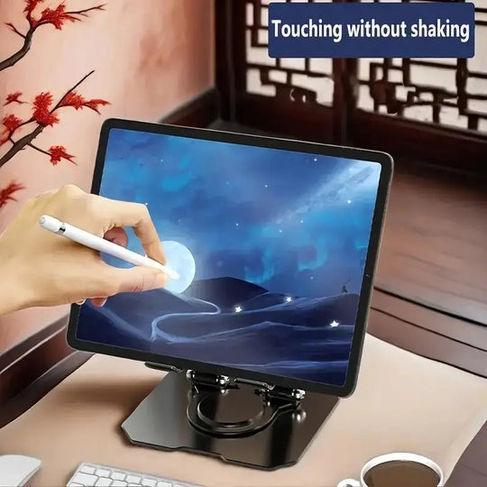 360° Rotating Metal Tablet &amp; Mobile - Adjustable, Foldable, and Portable Desk Mount with Cooling Design for Phones, Tablets, and Small Devices, Device Cooling Stand | Stainless Steel Stand, Tablet Holder Stand - Random Color Gadget Xpres