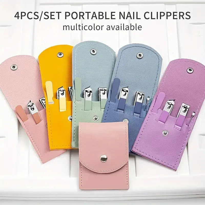 4 in 1 Professional Manicure Set 4-Piece Stainless Steel Nail Care Kit – Nail Clippers, Cuticle Nippers, Nail File &amp; Spoon Pusher – Unscented, No Batteries Needed, Non-Electric Tools for Nail Techs &amp; Home Use - Random Color Gadget Xpres