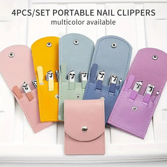4 in 1 Professional Manicure Set 4-Piece Stainless Steel Nail Care Kit – Nail Clippers, Cuticle Nippers, Nail File &amp; Spoon Pusher – Unscented, No Batteries Needed, Non-Electric Tools for Nail Techs &amp; Home Use - Random Color Gadget Xpres