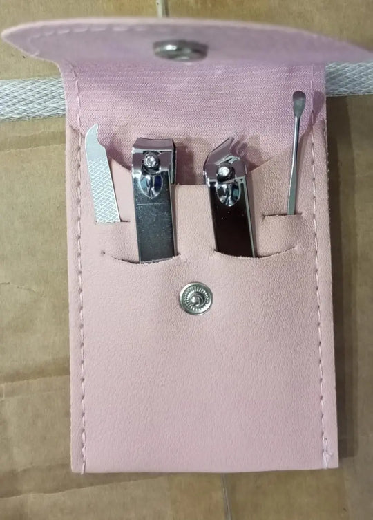 4 in 1 Professional Manicure Set 4-Piece Stainless Steel Nail Care Kit – Nail Clippers, Cuticle Nippers, Nail File &amp; Spoon Pusher – Unscented, No Batteries Needed, Non-Electric Tools for Nail Techs &amp; Home Use - Random Color Gadget Xpres
