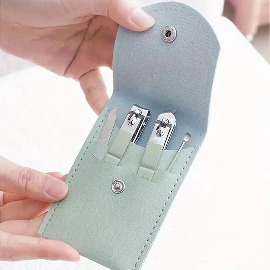 4 in 1 Professional Manicure Set 4-Piece Stainless Steel Nail Care Kit – Nail Clippers, Cuticle Nippers, Nail File &amp; Spoon Pusher – Unscented, No Batteries Needed, Non-Electric Tools for Nail Techs &amp; Home Use - Random Color Gadget Xpres