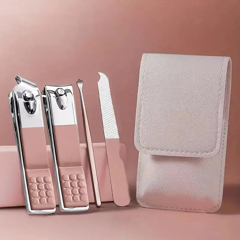 4 in 1 Professional Manicure Set 4-Piece Stainless Steel Nail Care Kit – Nail Clippers, Cuticle Nippers, Nail File &amp; Spoon Pusher – Unscented, No Batteries Needed, Non-Electric Tools for Nail Techs &amp; Home Use - Random Color Gadget Xpres