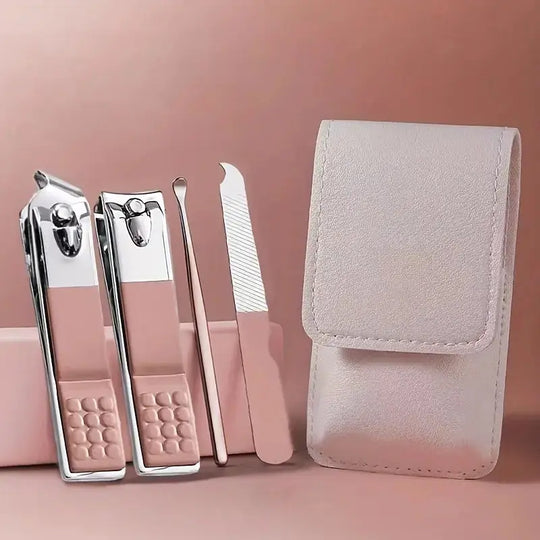 4 in 1 Professional Manicure Set 4-Piece Stainless Steel Nail Care Kit – Nail Clippers, Cuticle Nippers, Nail File &amp; Spoon Pusher – Unscented, No Batteries Needed, Non-Electric Tools for Nail Techs &amp; Home Use - Random Color Gadget Xpres