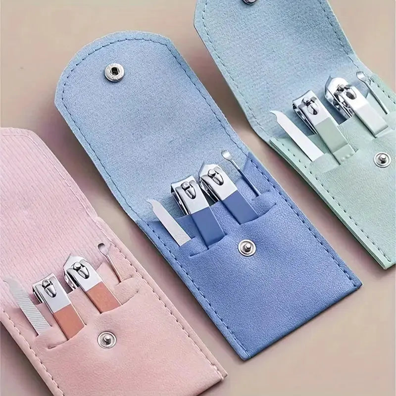 4 in 1 Professional Manicure Set 4-Piece Stainless Steel Nail Care Kit – Nail Clippers, Cuticle Nippers, Nail File &amp; Spoon Pusher – Unscented, No Batteries Needed, Non-Electric Tools for Nail Techs &amp; Home Use - Random Color Gadget Xpres