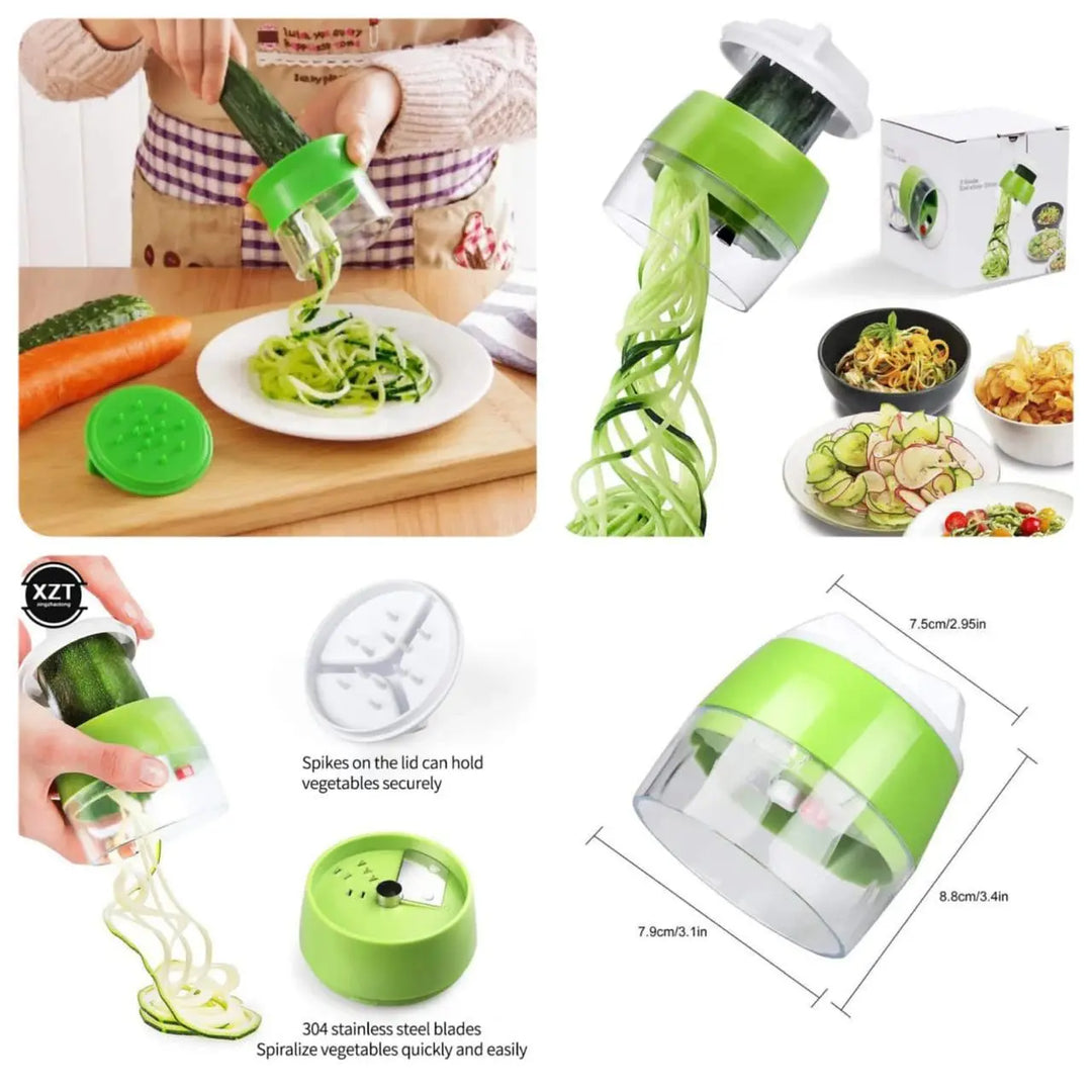 4-in-1 Vegetable Spiral Cutter – BPA-Free ABS Plastic & 304 Stainless Steel Blades – Kitchen Slicer for Zoodles, Chips, Salad (Gadget Xpres) Gadget Xpres