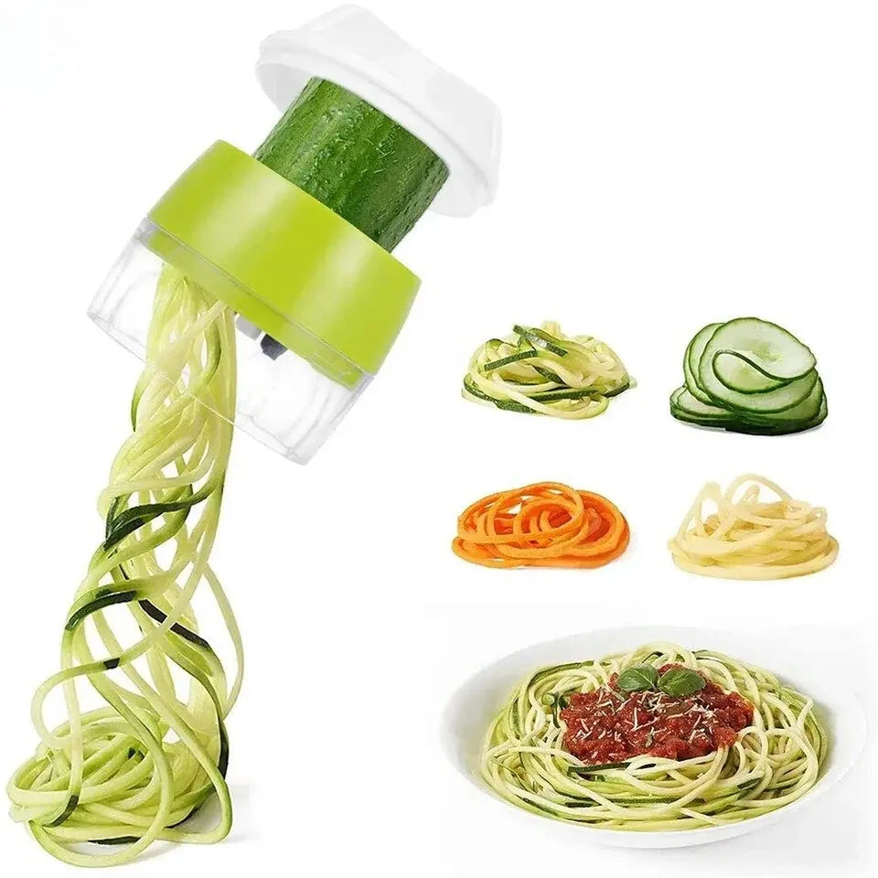 4-in-1 Vegetable Spiral Cutter – BPA-Free ABS Plastic & 304 Stainless Steel Blades – Kitchen Slicer for Zoodles, Chips, Salad (Gadget Xpres) Gadget Xpres