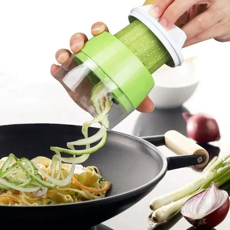 4-in-1 Vegetable Spiral Cutter – BPA-Free ABS Plastic & 304 Stainless Steel Blades – Kitchen Slicer for Zoodles, Chips, Salad (Gadget Xpres) Gadget Xpres