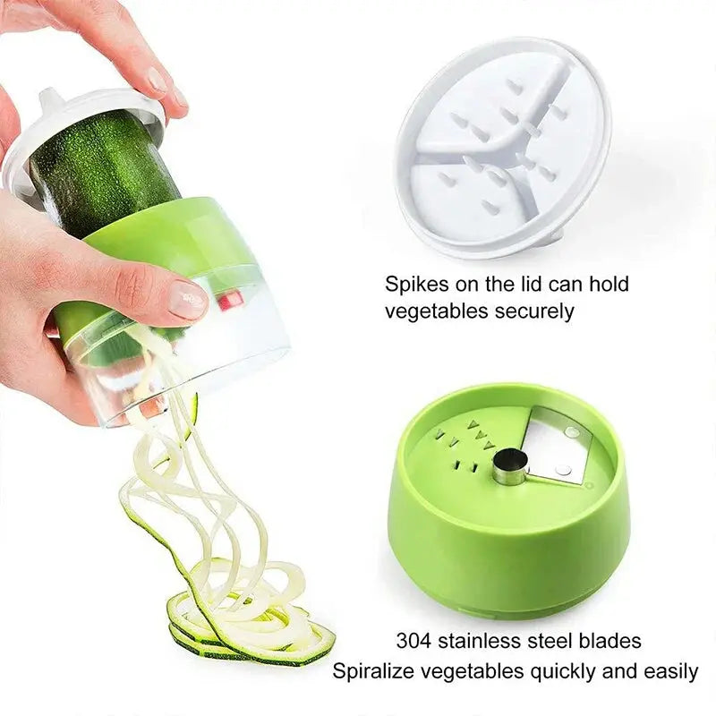 4-in-1 Vegetable Spiral Cutter – BPA-Free ABS Plastic & 304 Stainless Steel Blades – Kitchen Slicer for Zoodles, Chips, Salad (Gadget Xpres) Gadget Xpres