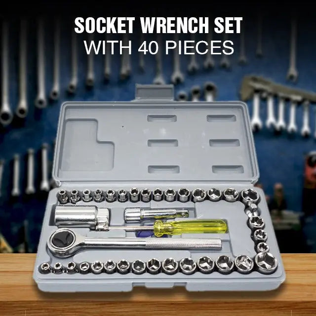 "40pcs Aiwa Socket Wrench Tool Kit & Screwdriver Set – Premium Durable Steel, Car Repair, Home DIY – Best Mechanic Tools in Pakistan" Gadget Xpres