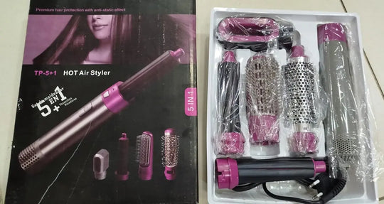 5-in-1 Electric Hair Dryer Brush | Blow Dryer & Curling Wand | Negative Ion Hair Straightener & Detachable Comb Kit (Random Color) – Gadget Xpres Gadget Xpres