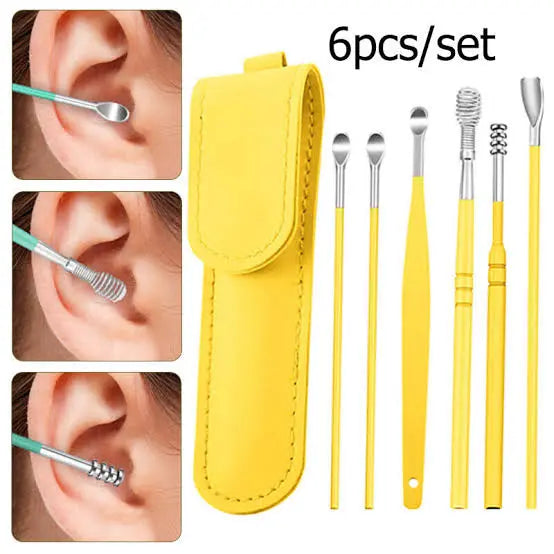 6-Piece Ear Wax Cleaning Kit in pakistan– Safe Ear Pick Tools, Wax Removal Set, Spring Earwax Cleaner for Kids & Adults Gadget Xpres