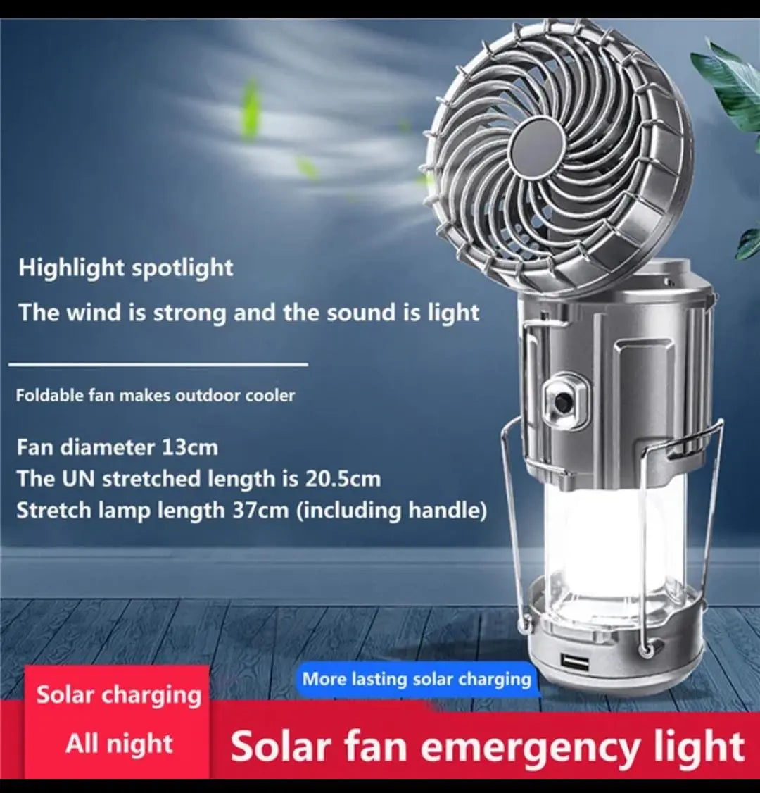 6-in-1 Solar Rechargeable Camping Lantern with Fan – Portable LED Light, Flashlight, Energy-Saving Tent Lamp for Outdoor, Emergency – Gadget Xpres Gadget Xpres