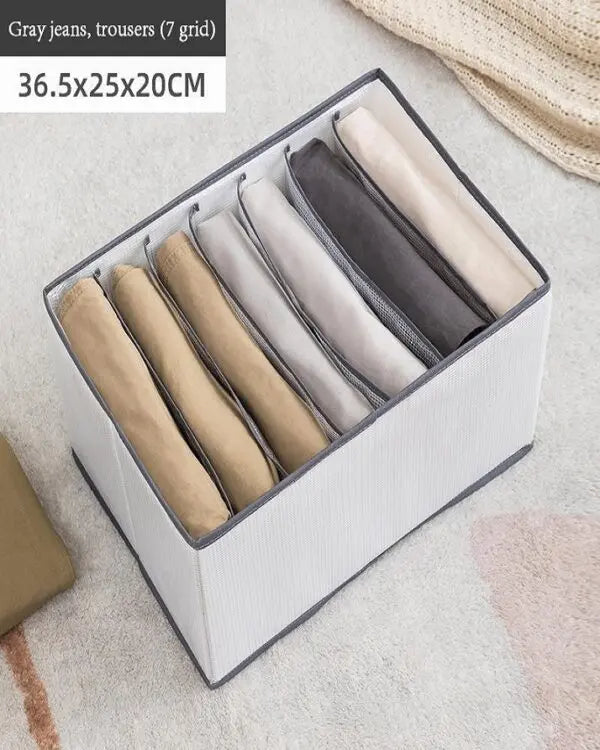 7 Grids Washable Wardrobe Clothes Organizer | Foldable Mesh Storage Box for Jeans, T-Shirts, Socks | Portable Closet Drawer Divider for Home & Travel Gadget Xpres