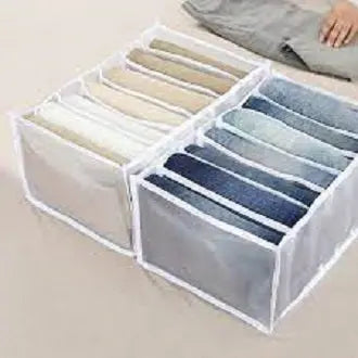 7 Grids Washable Wardrobe Clothes Organizer | Foldable Mesh Storage Box for Jeans, T-Shirts, Socks | Portable Closet Drawer Divider for Home & Travel Gadget Xpres