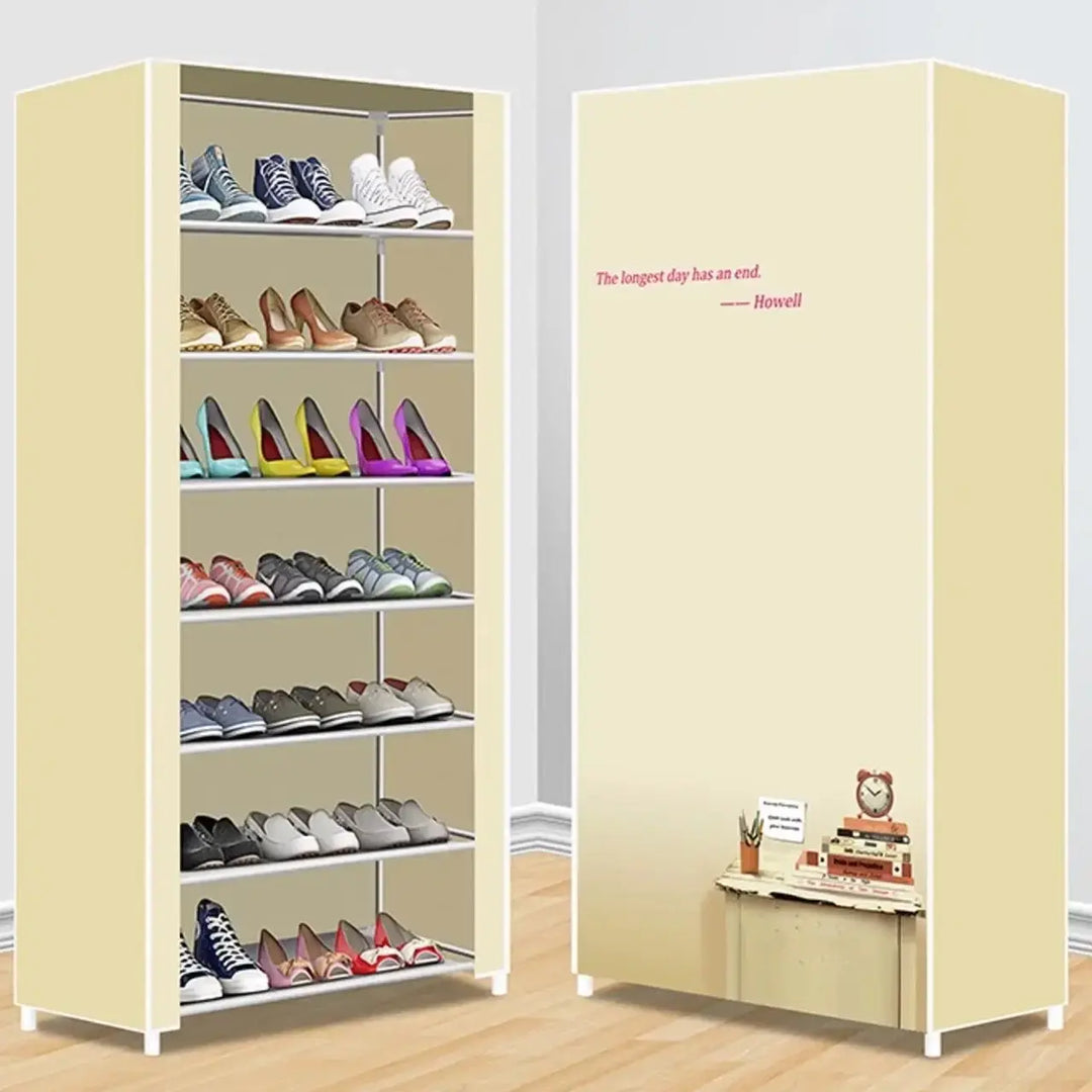 8 Layer Portable Shoe Rack | Dustproof Shoe Storage Cabinet | Household Closet Organizer | Space Saving (Random Color) Gadget Xpres