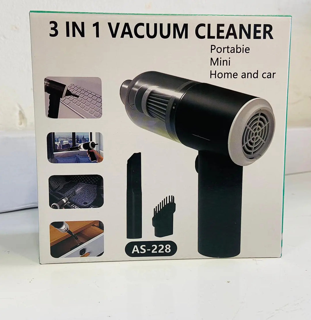 AS 228 - 3 in 1 Portable Vacuum Cleaner for Car & Home | Handheld Dust Buster | Rechargeable | Powerful Suction | Lightweight | Pakistan Gadget Xpres