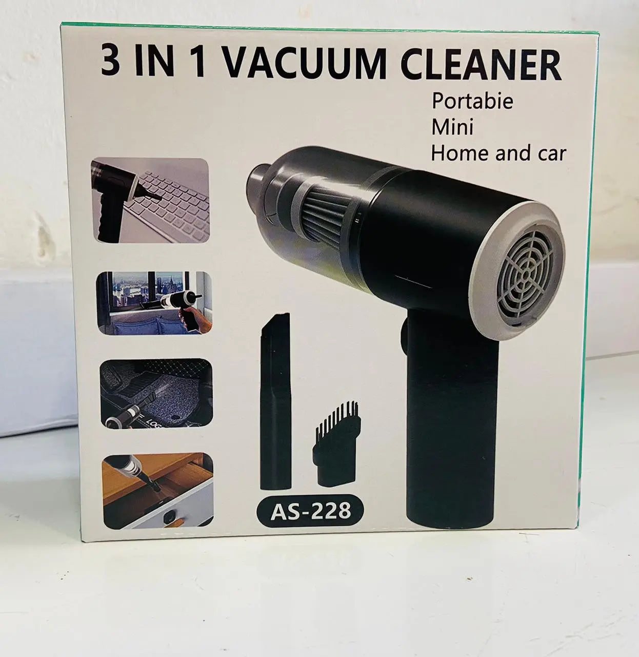 AS 228 - 3 in 1 Portable Vacuum Cleaner for Car & Home | Handheld Dust Buster | Rechargeable | Powerful Suction | Lightweight | Pakistan Gadget Xpres