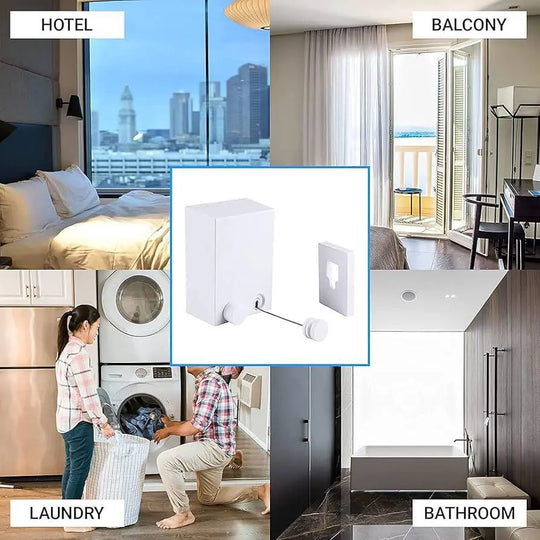 Abhsant Hot Retractable Indoor and Outdoor Clothes Wall Hanger Magic Drying Rack Balcony Bathroom Invisible Clothesline Wire Rope,Drying String for Home Balcony Room color Gadget Xpres