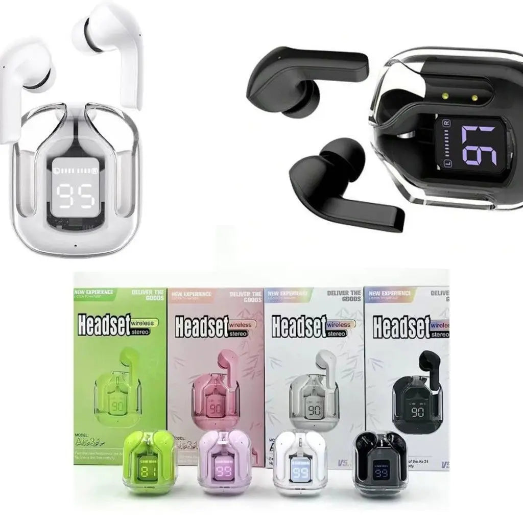 Air31 Wireless Earbuds – Transparent Bluetooth Ear Buds, Crystal Clear Sound, Comfort Fit, Long Battery – (Without Pouch) Gadget Xpres