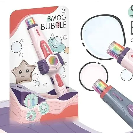 Amusing Toy Elastic Smog Bubble Machine with Bubble Water & Wand – Fun Heart Bubble Blower for Kids (Random Color) Gadget Xpres