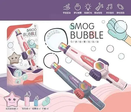Amusing Toy Elastic Smog Bubble Machine with Bubble Water & Wand – Fun Heart Bubble Blower for Kids (Random Color) Gadget Xpres